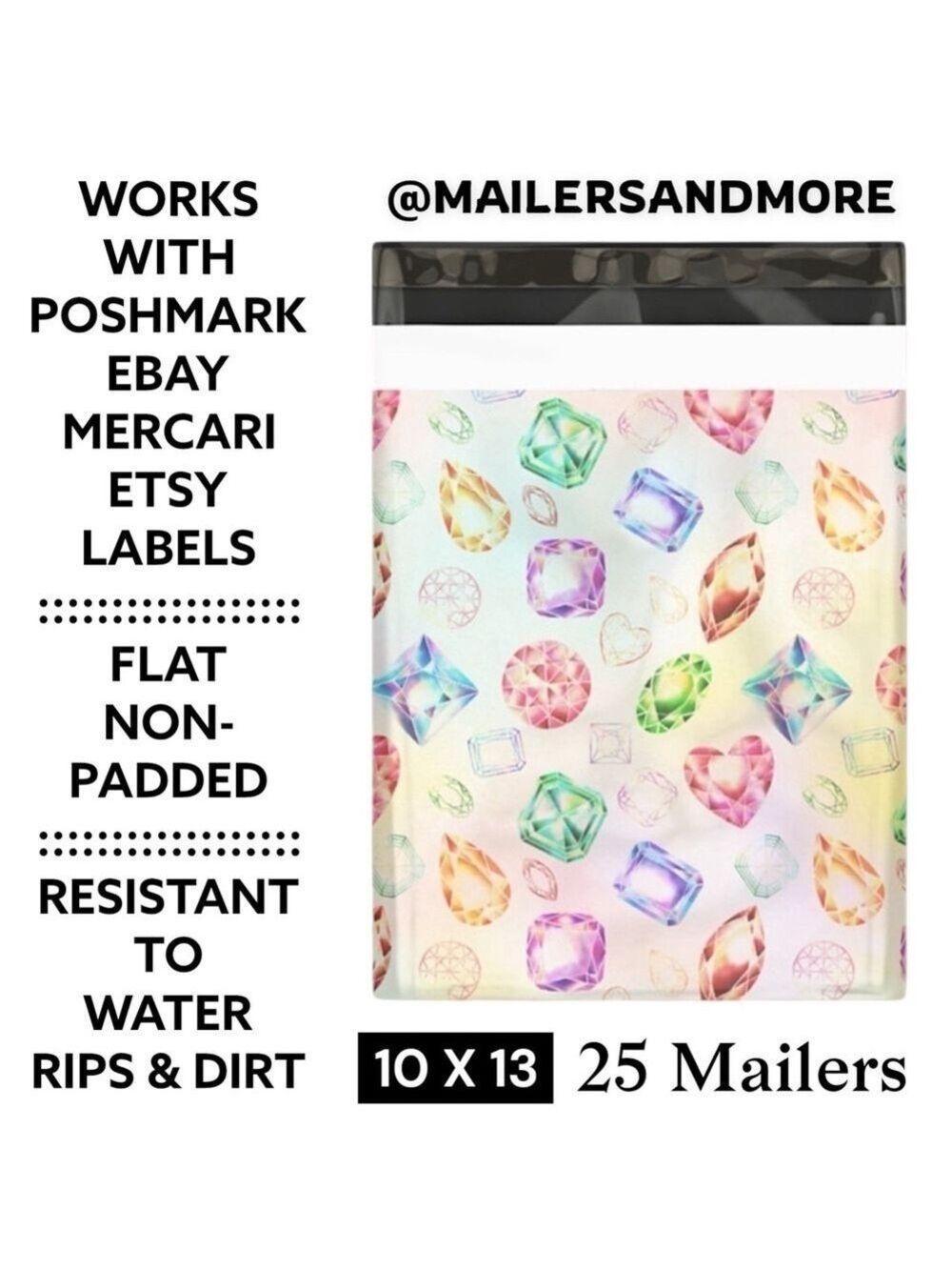 25 10X13 Poly Mailers Gems & Jewels PRICE IS FIRM - Picture 3 of 13